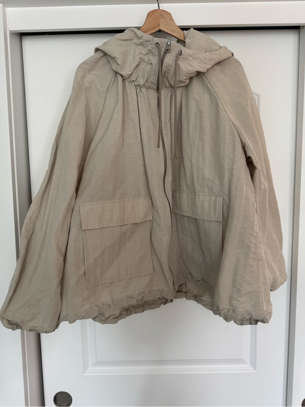 COS Beige Hooded Utility Jacket with Front Flap Pockets